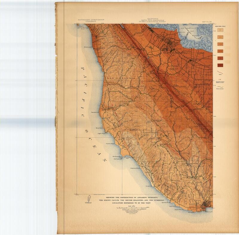 1908 EQIC Earthquake Intensity Santa Cruz Quad