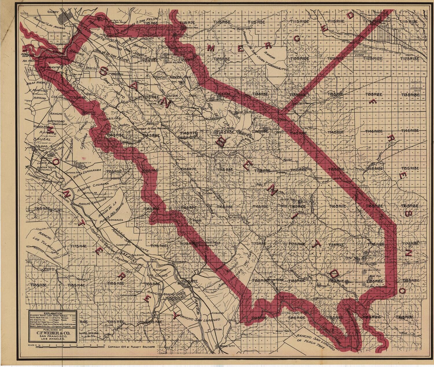 1914 Folding Map of San Benito County by CF Weber