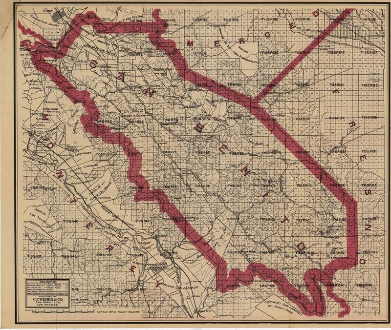 1914 CF Weber Map of San Benito County 