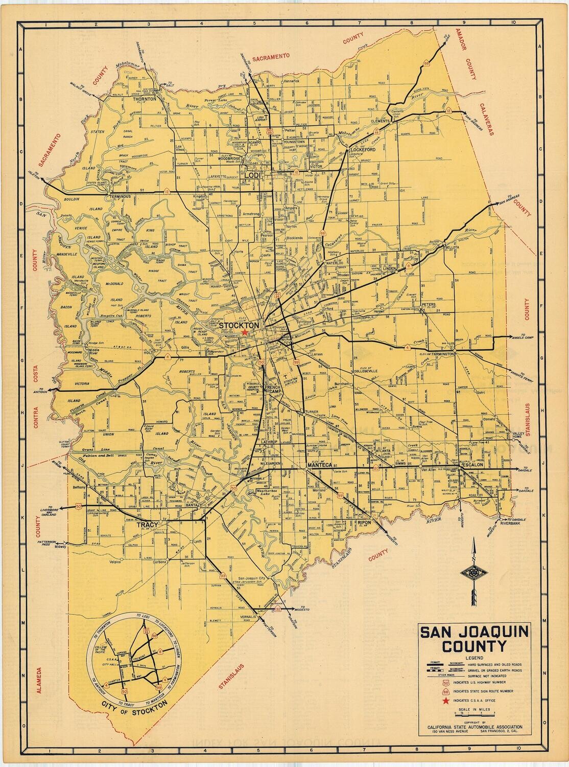 1941 CSAA Map of San Joaquin County
