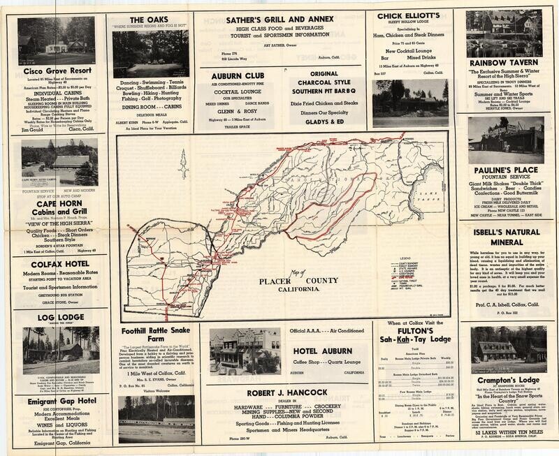 1935 Map of Placer County w/ Lake Tahoe