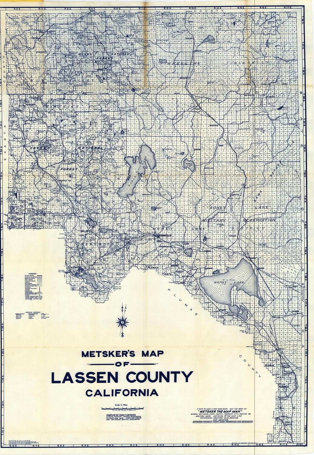 1946 Lassen County Metsker Litho