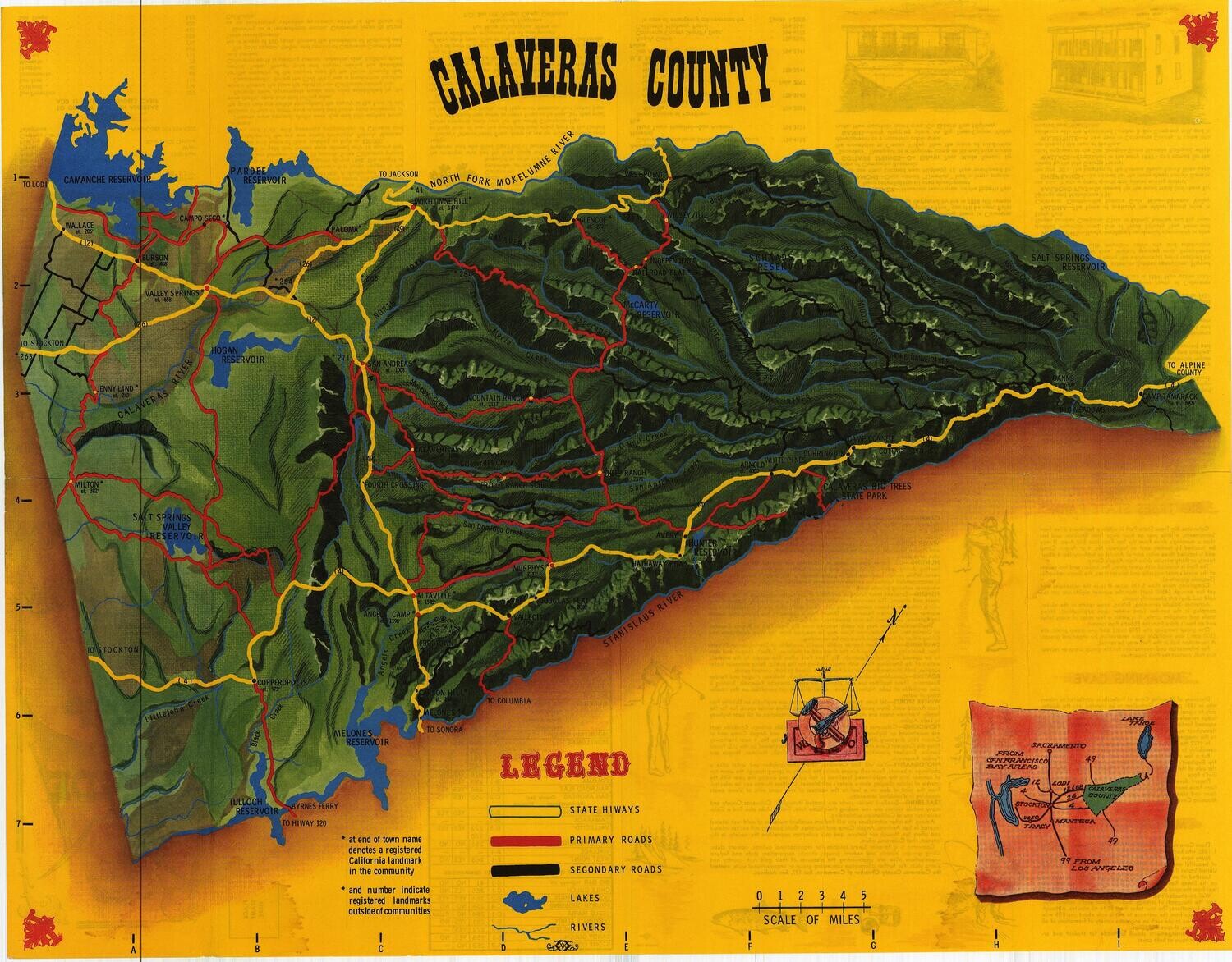 1959 Illustrated Calaveras County, CA map