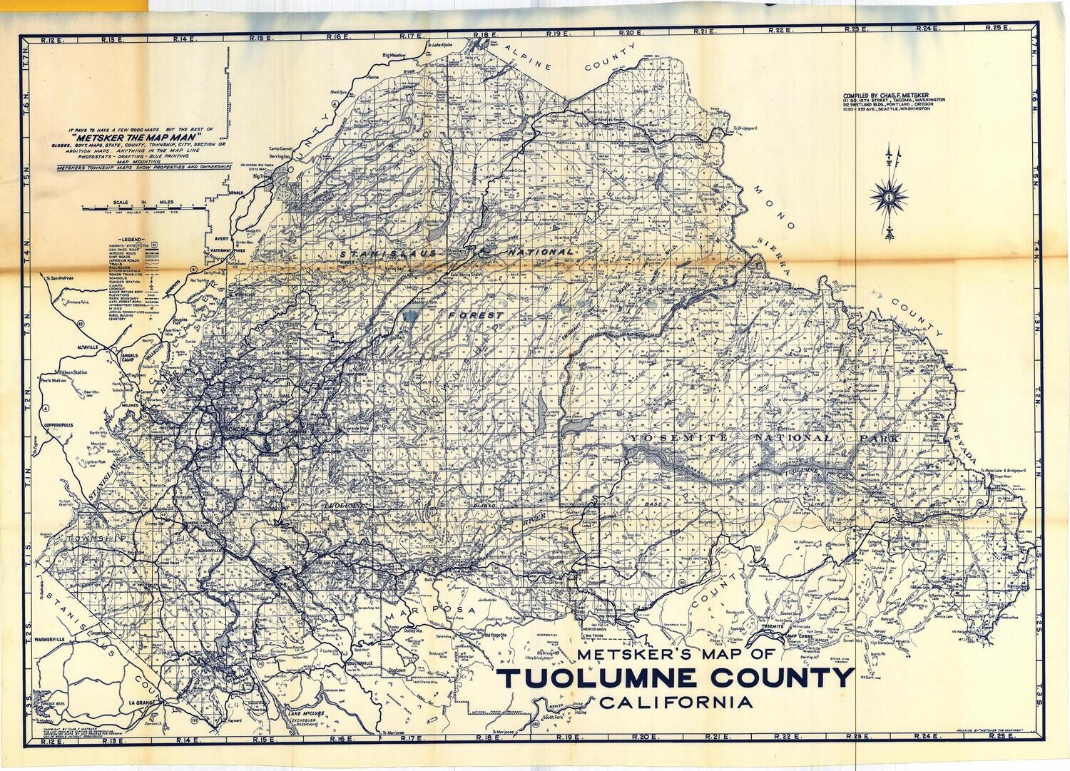 1946 Tuolumne County Metsker Litho