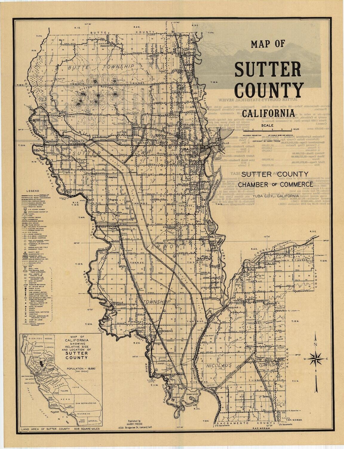 1941 Sutter County map by the Chamber of Commerce