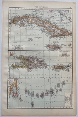 1912 Cuba, Jamaica, Haiti, Puerto Rico by The Atlas Publishing Co.