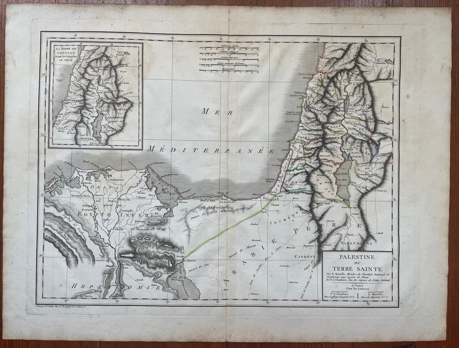 1807 Map of Palestine / Holy Land by Mentelle/Chanlaire OHC