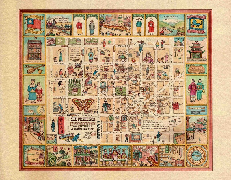 2024 (1947) Cathcart SF Chinatown Wall Map - approx 36 x 43 " print to order