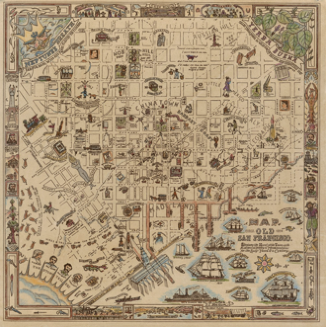 2024 (1946) Cathcart &quot;Old San Francisco&quot; Map - approx 36 x 43 &quot; print to order