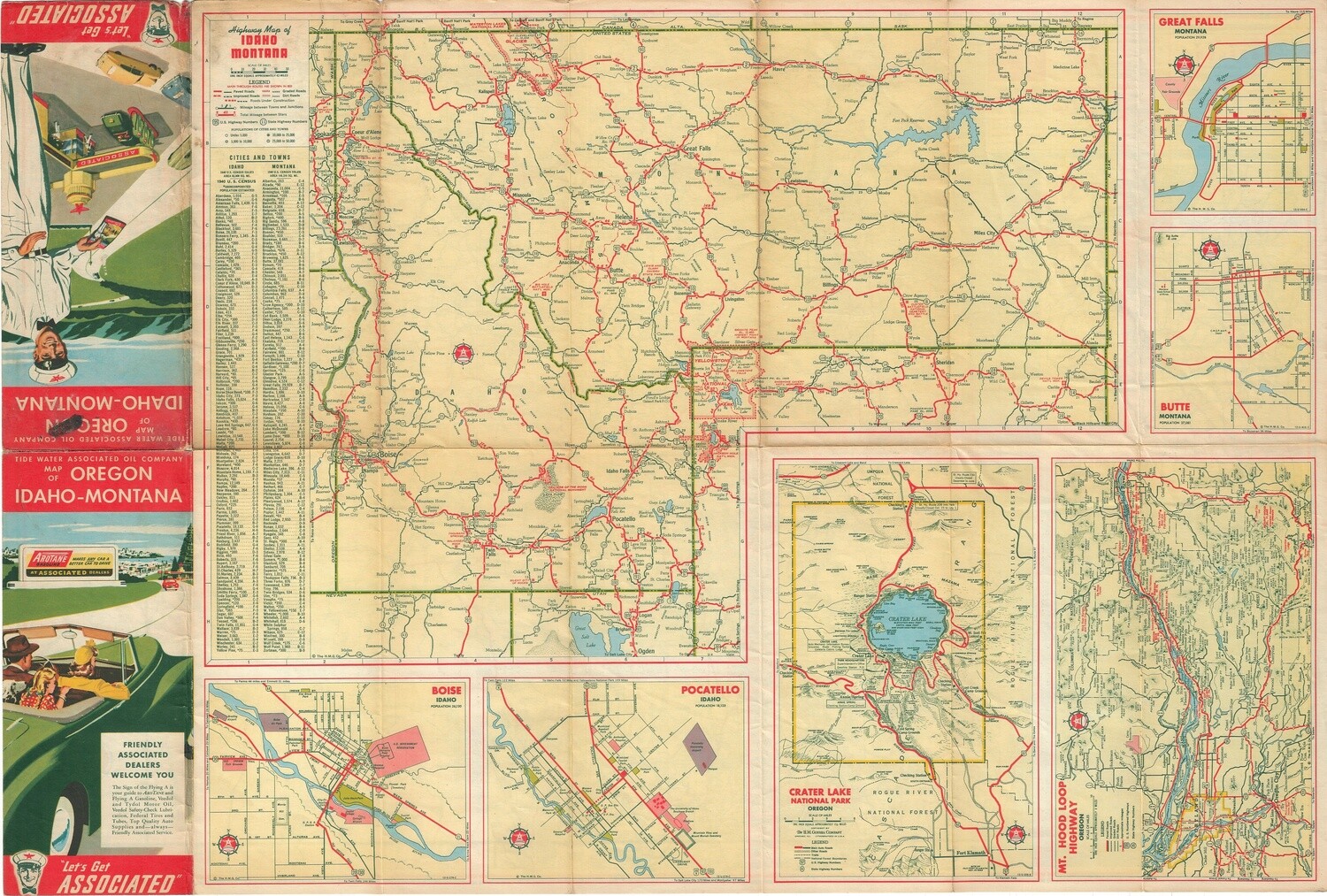 1940 Arotane Highway Map of Oregon by HM Gousha co.