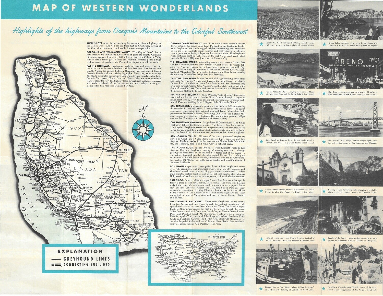 1953 Western Wonderlands Greyhound ChromoLitho