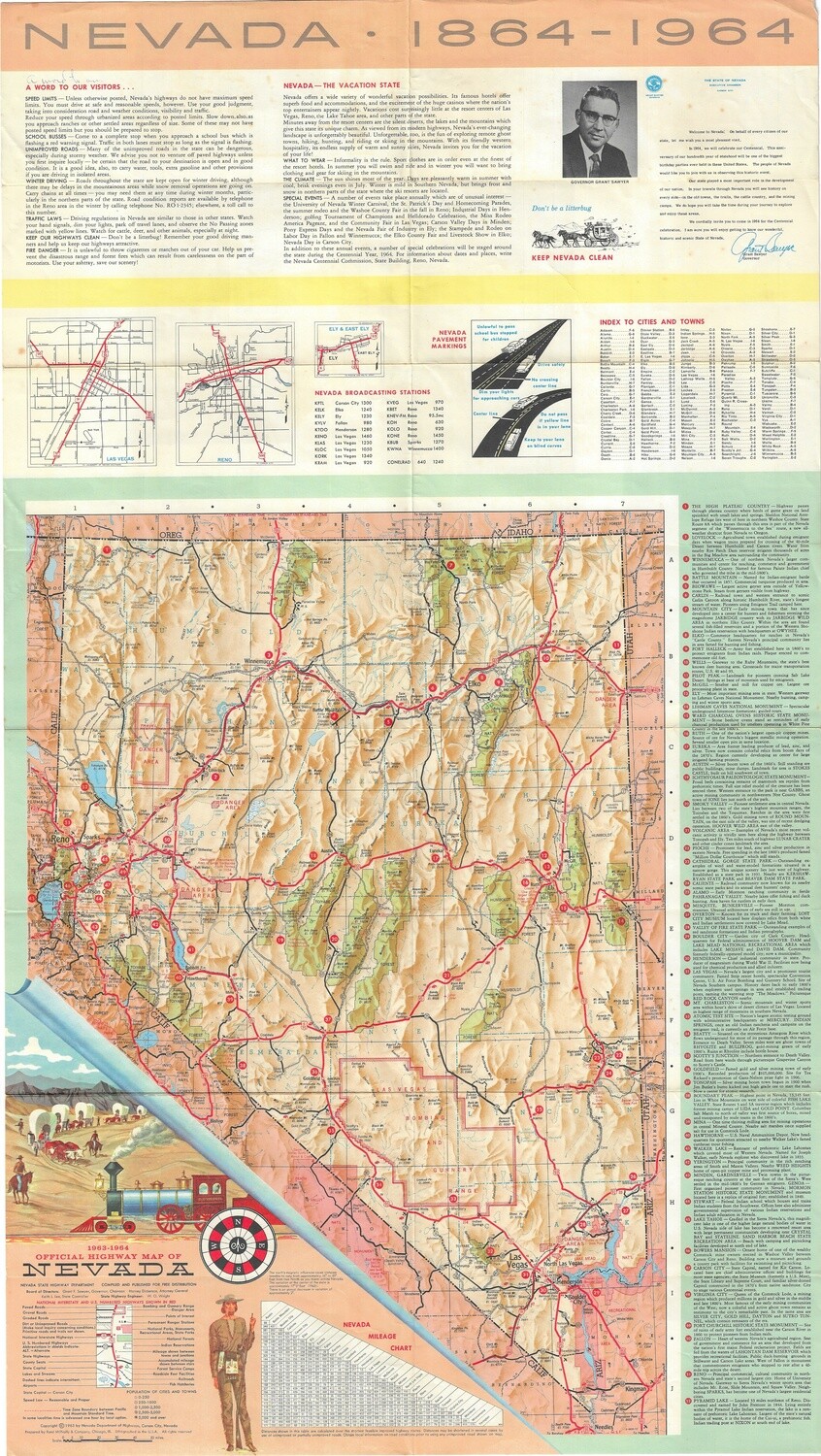 1964 Nevada Centennial map