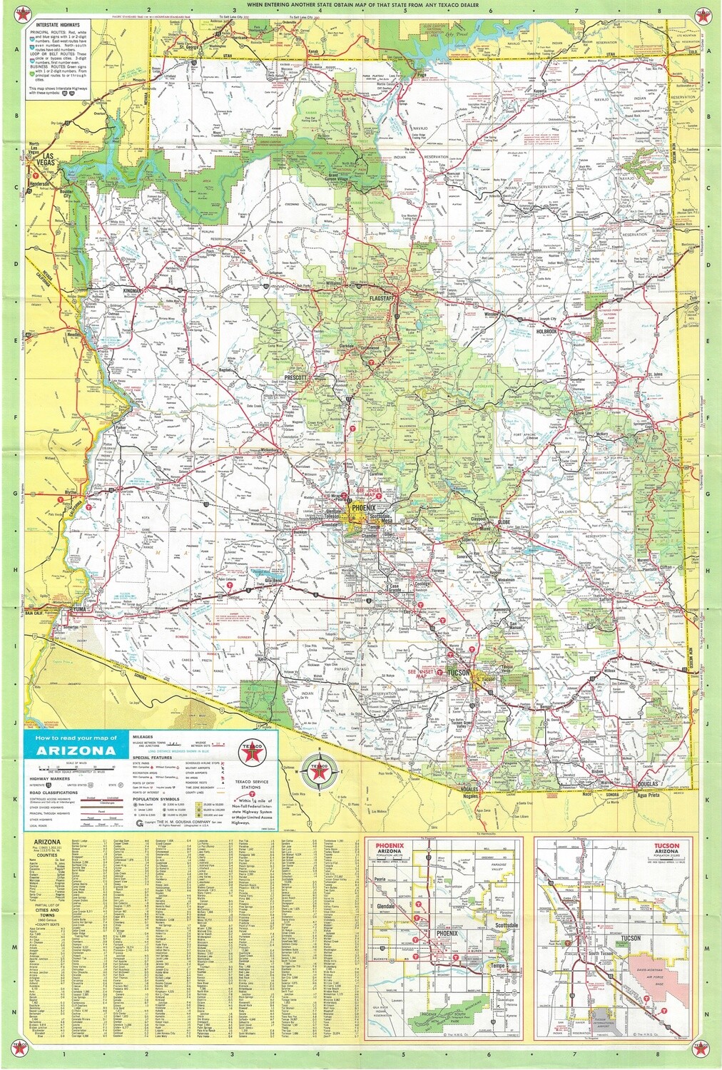 1960 Texaco Map of Arizona