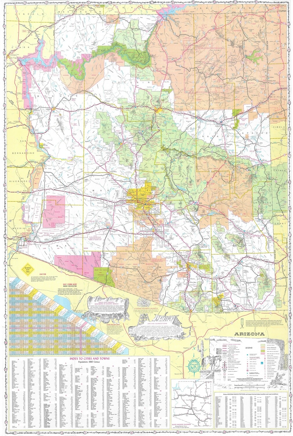 1980 Road map of Arizona