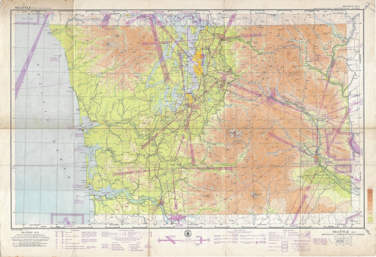 1946 Aeronautical map of Puget Sound and area