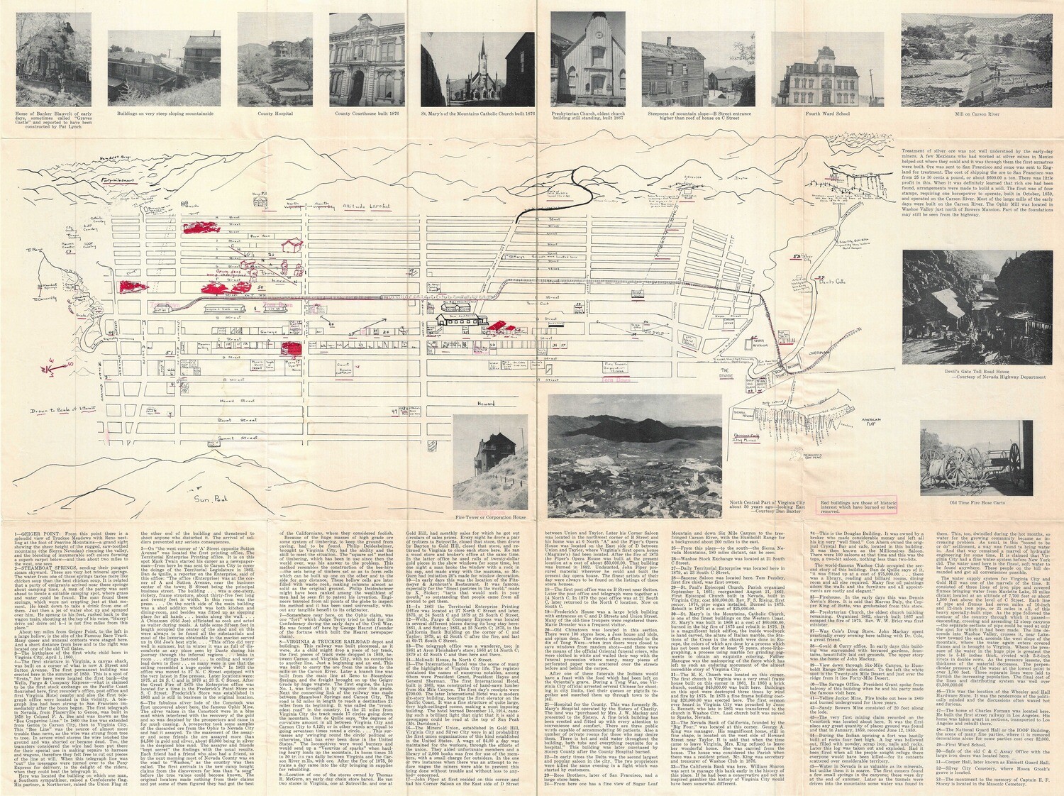 1952 (1941) Promotional Map for Virginia City , NV w/ animations
