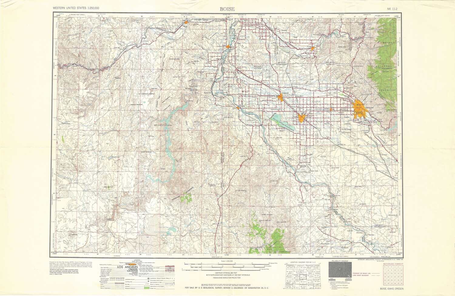 1958 Map of Boise, ID
