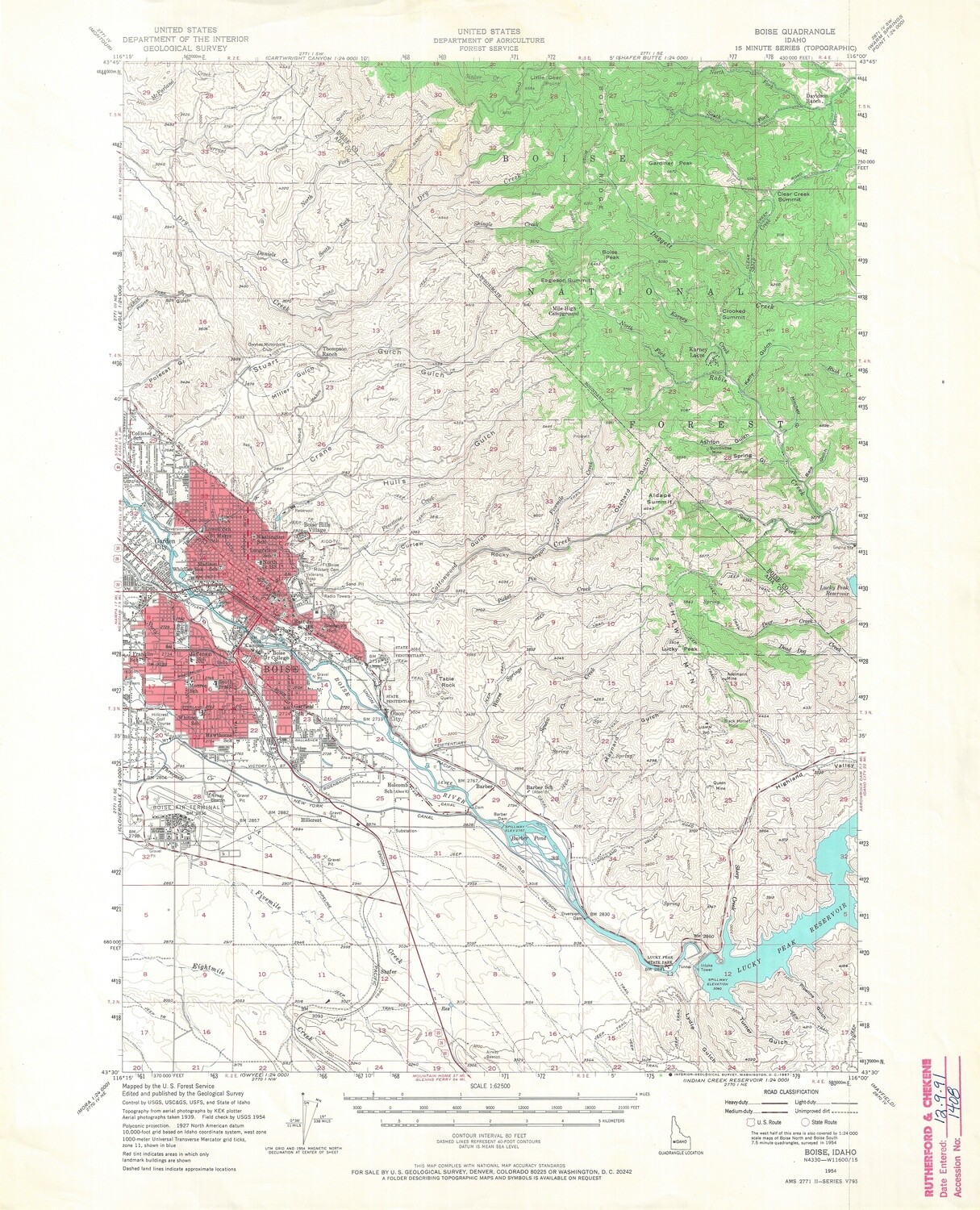 1954 Boise Idaho-USGS 15 minute sheet *online