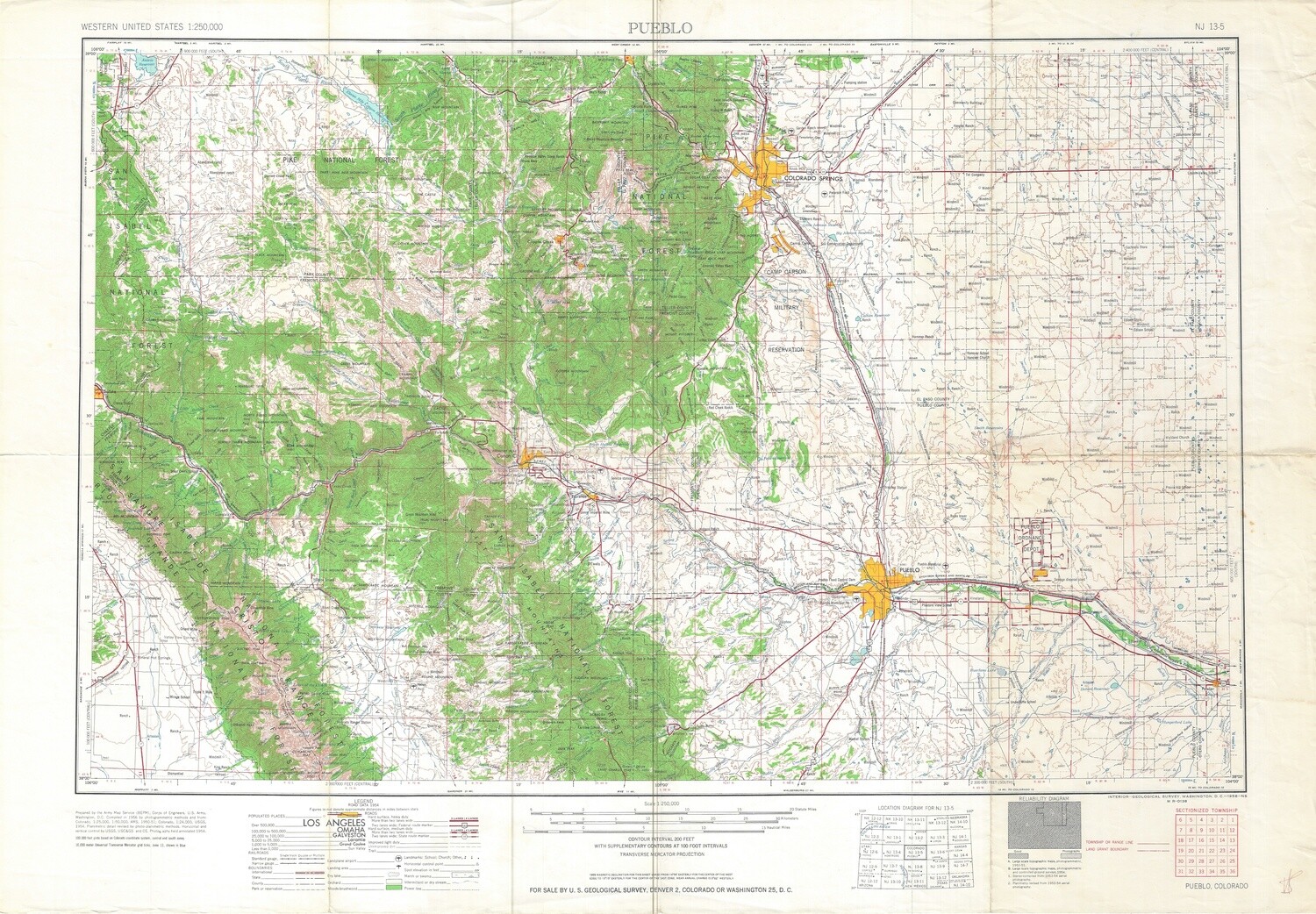 1958 Map of Pueblo, CO