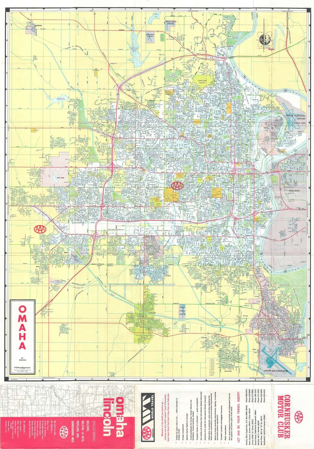 1977 AAA Map of Omaha, Nebraska