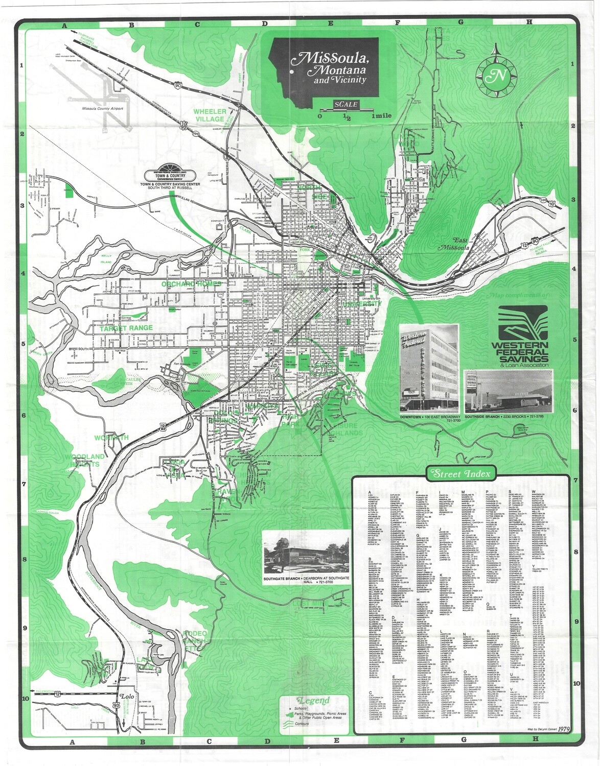 1979 Map of Missoula, Montana + Vicinity
