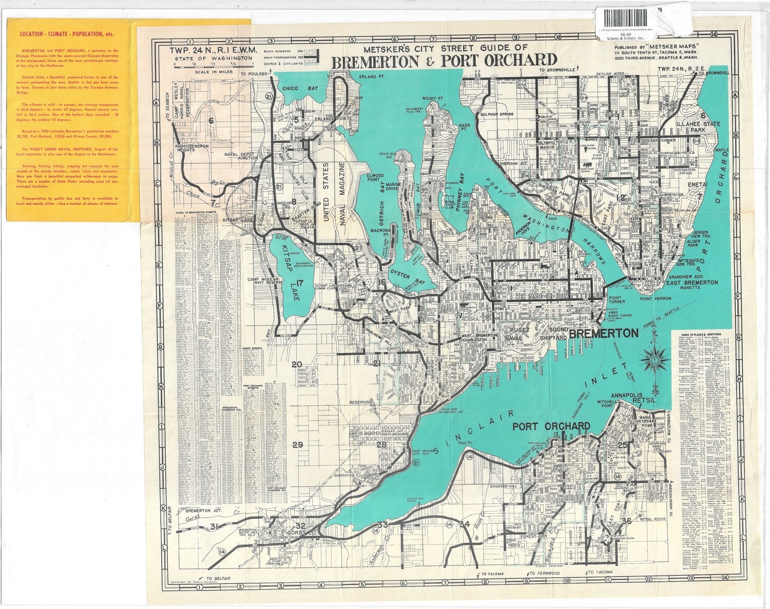 1950 Map of Bremerton and Port Orchard by Metsker Maps