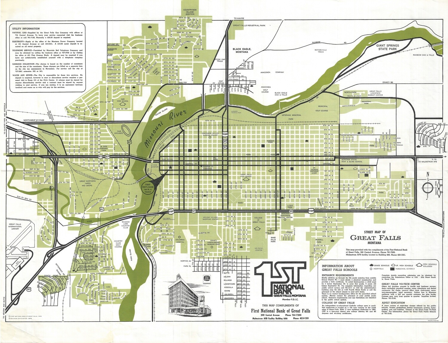 1976 Street Map of Great Falls, MT (1st Nat'l Bank)