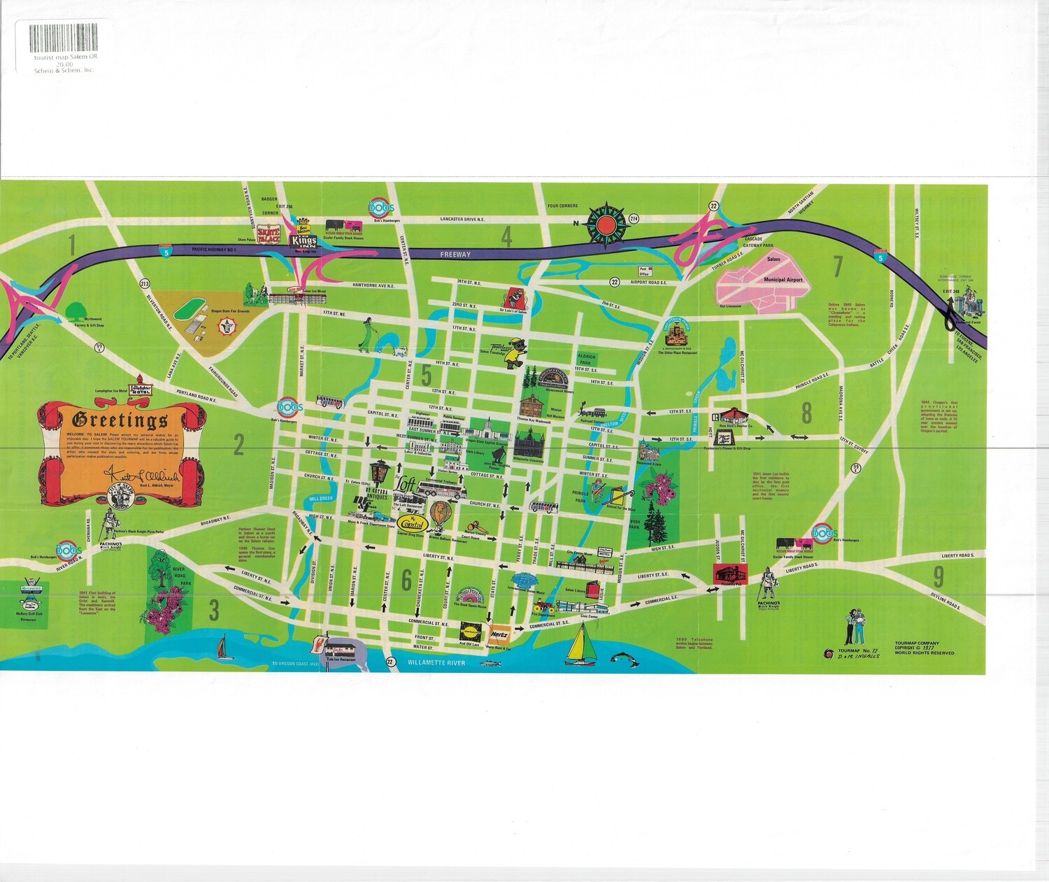 1977 tourist map Salem OR
