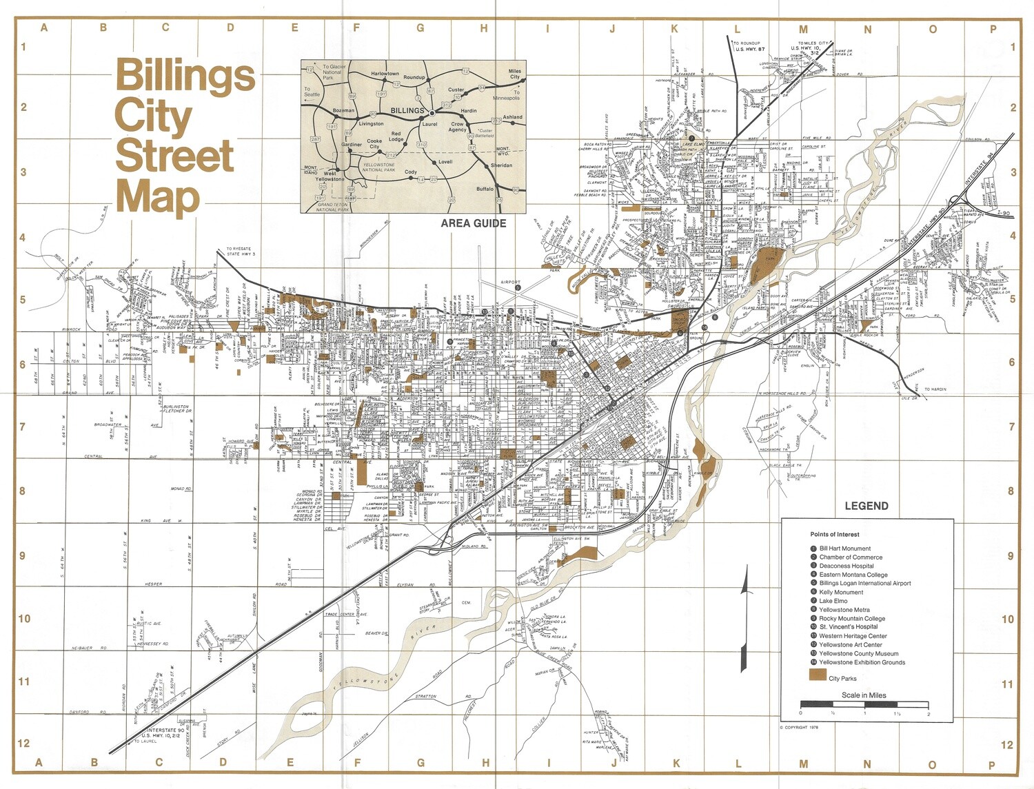 1978 Street Map of Billings, MT