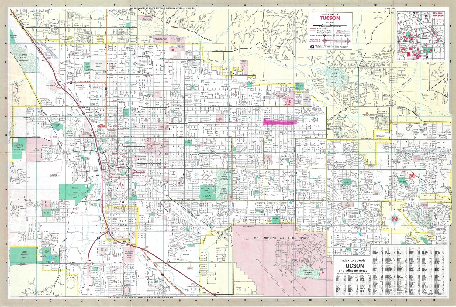 1983 AAA Map of Tucson, AZ