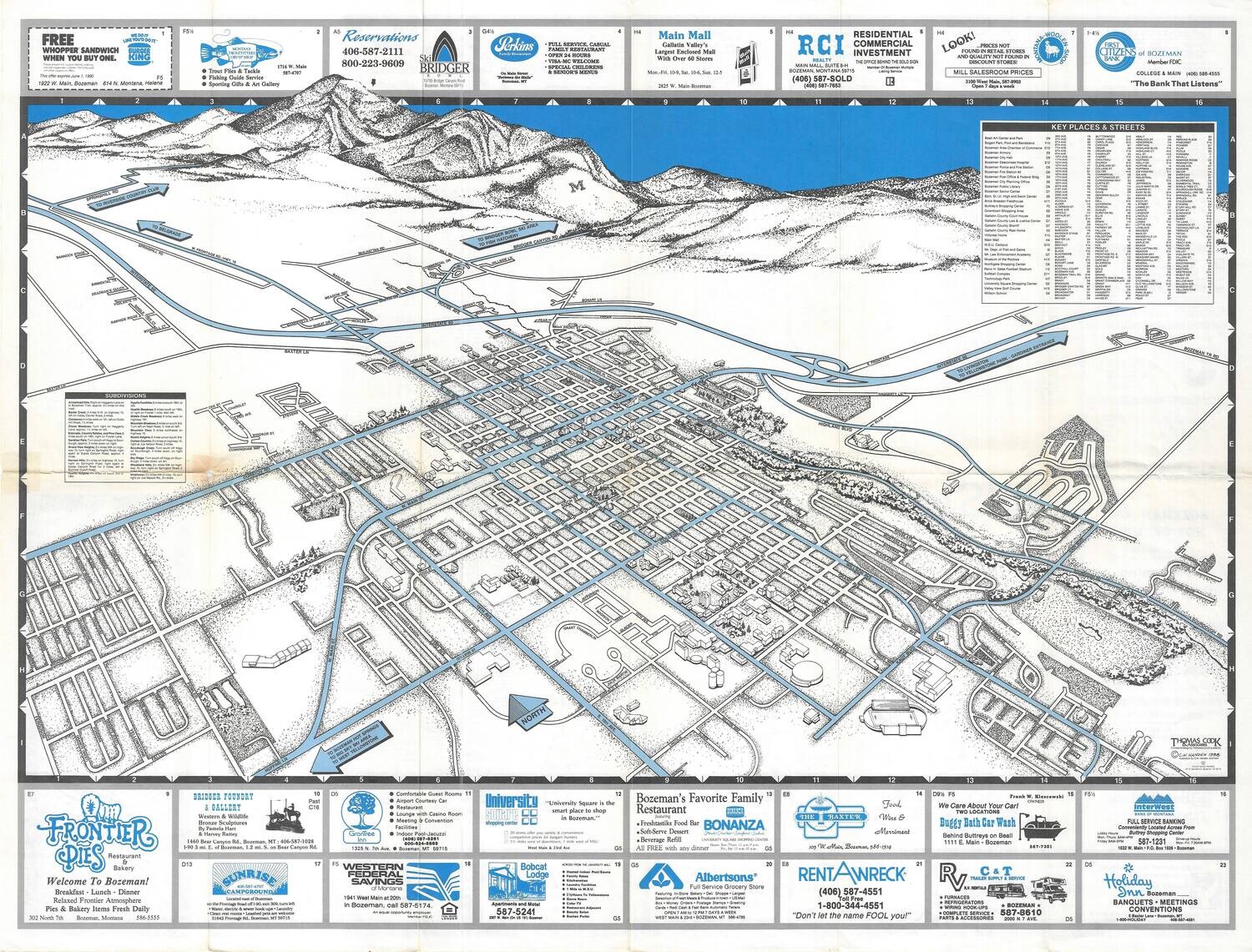 1990 Map of Bozeman, Montana