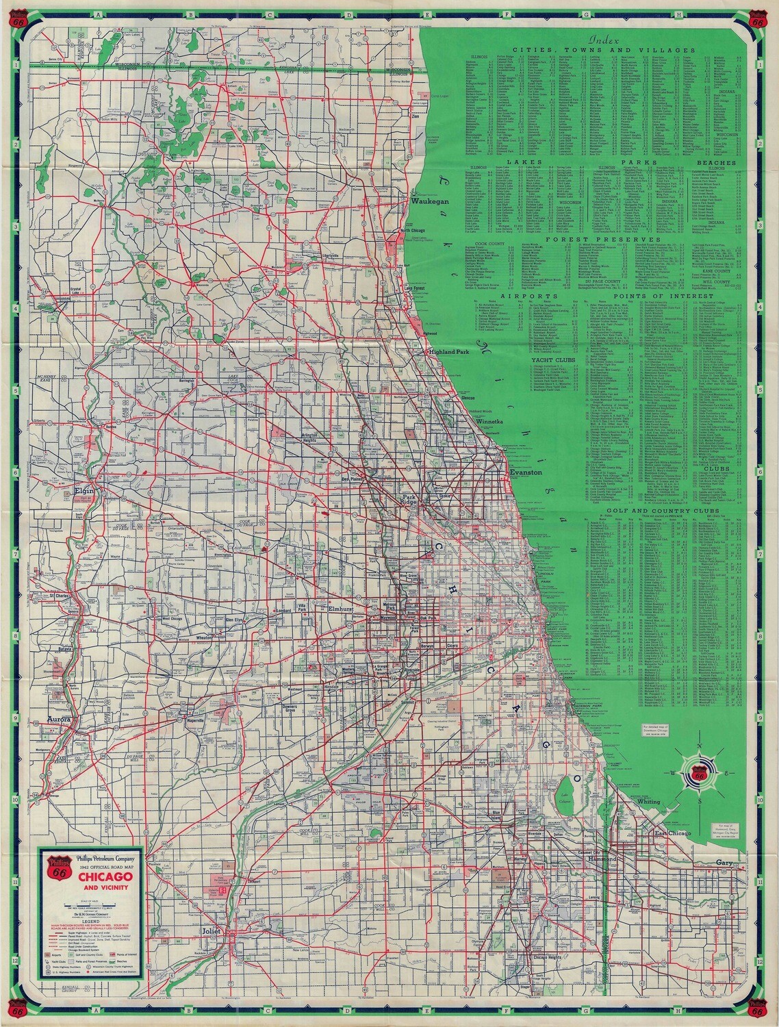 1942 Chicago by Gousha for Phillips 66