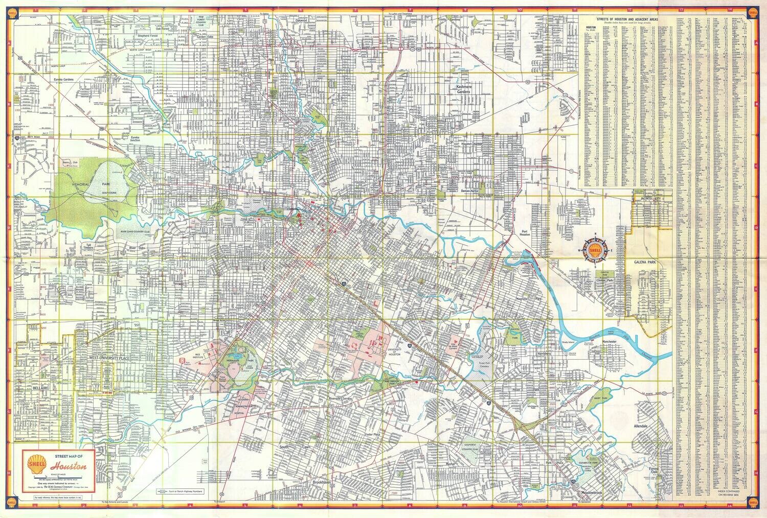 1960 Map of Houston by Shell