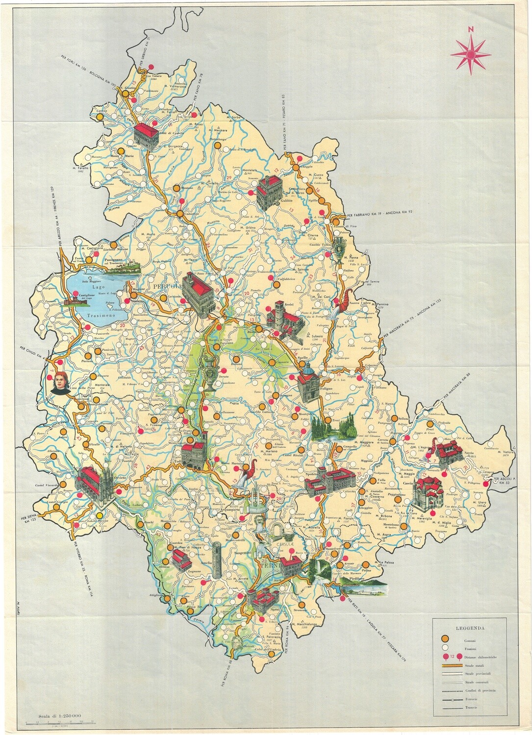 1956 Carta Stradale :> Umbria italy