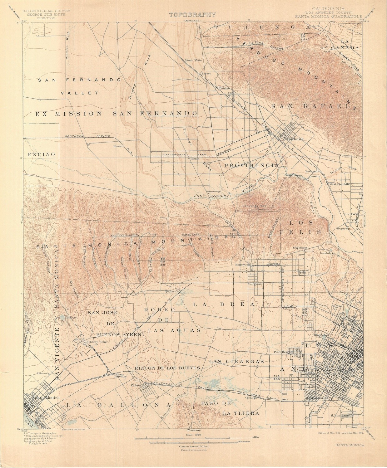 1910 (1902) USGS Los angeles and Santa Monica Quads - 2 sheets