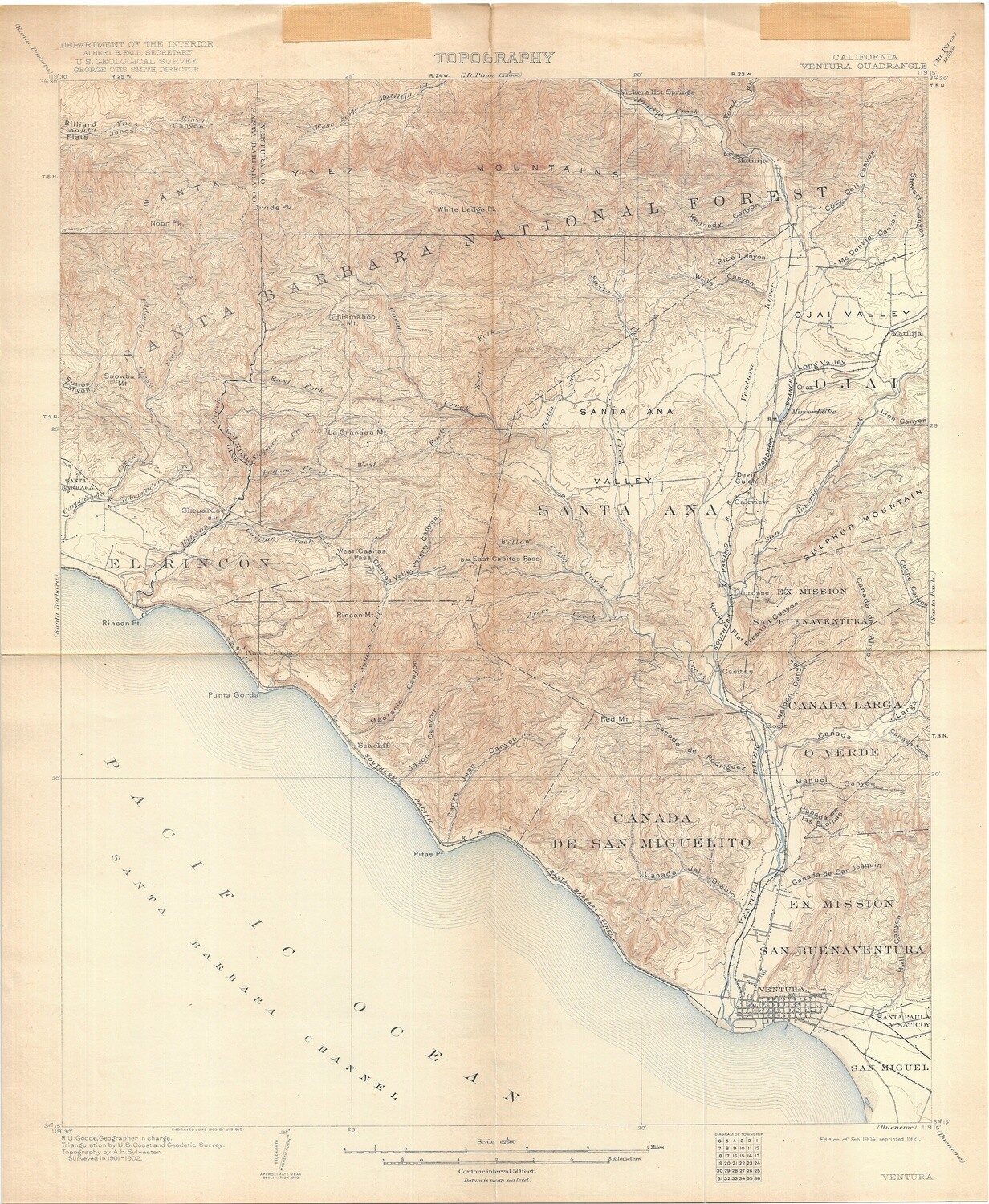1904 USGS Ventura, Ca. Quad 15 Minute