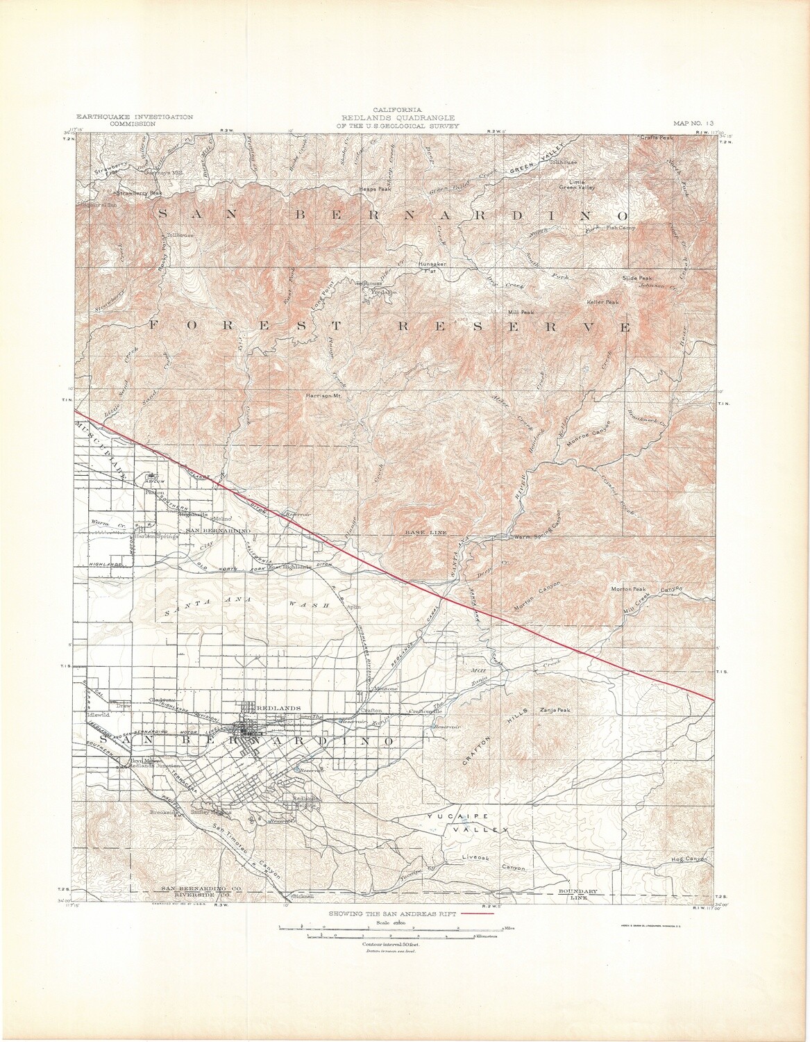 1908 EQIC Map of Redlands, Ca 15 Minute USGS