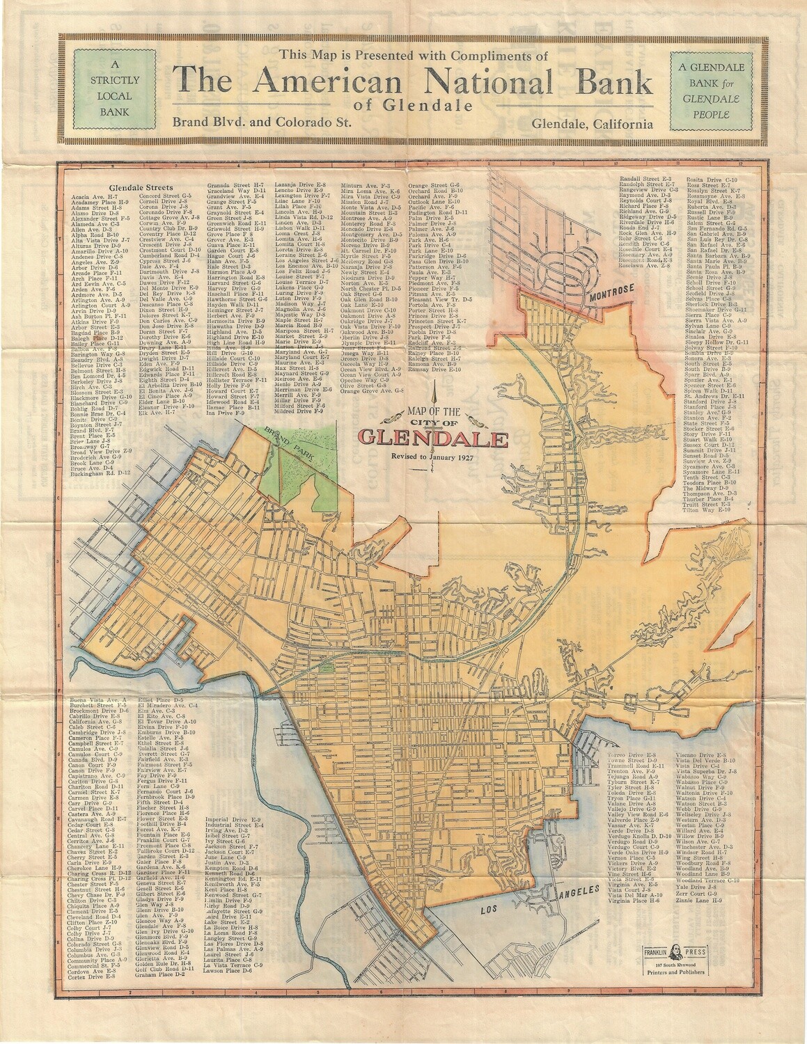 1927 Glendale , Ca from American Natl Bank