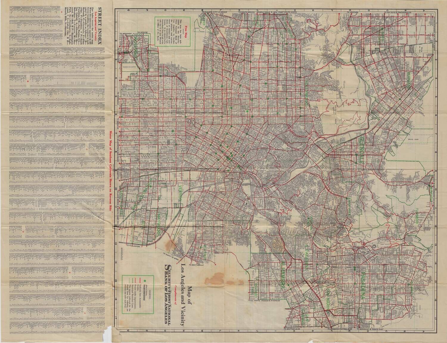 1930 Map of Central Los Angeles California