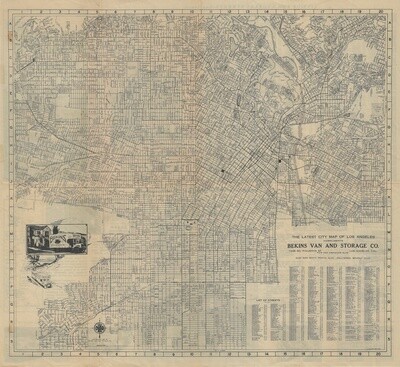 1932 Bekins Map of Los Angeles California