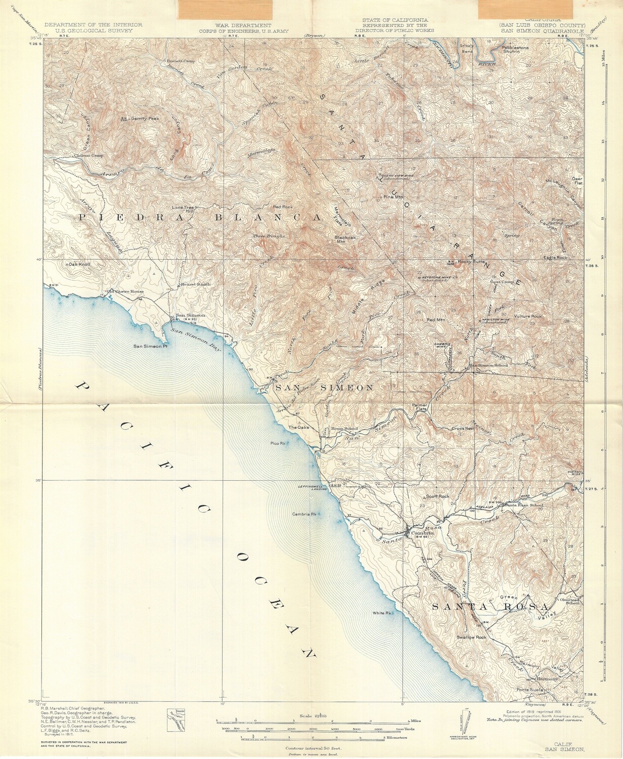 1931 (1919) USGS San Simeon Quad