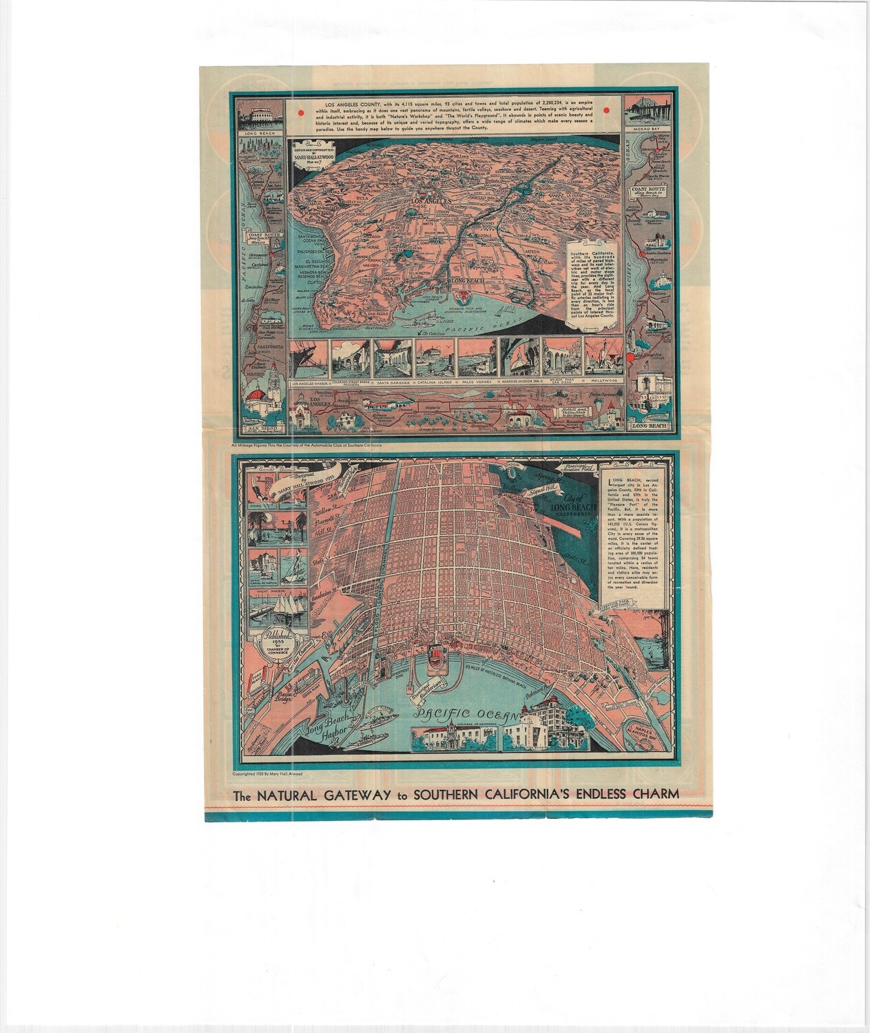 1933 Map of Long Beach by Mary Hall Atwood - Animated