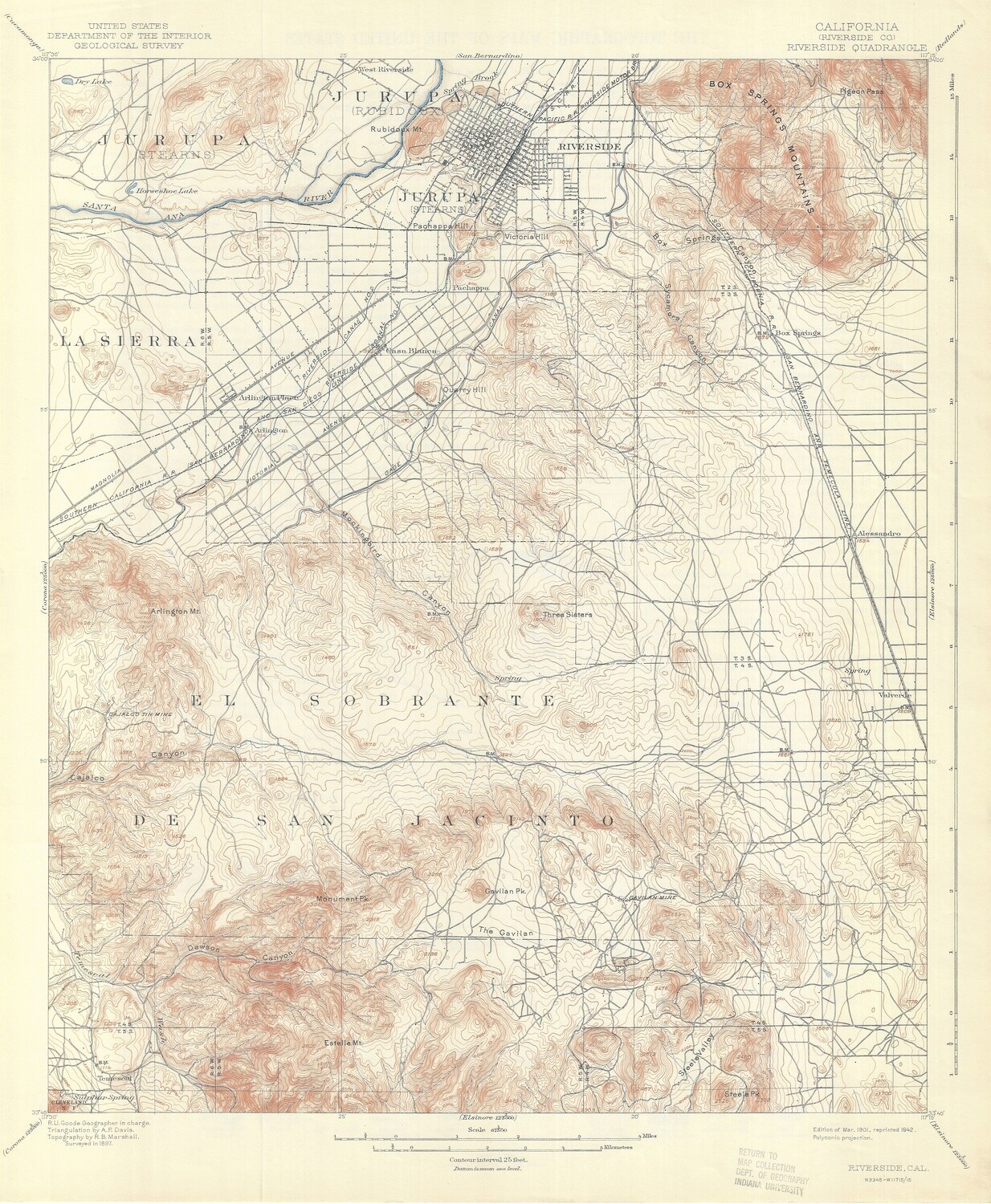 1942 (1901) USGS Riverside Topo sheet