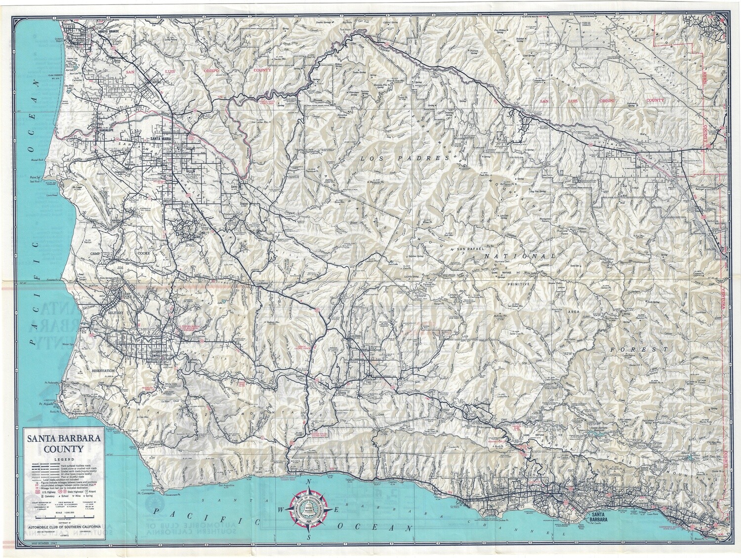 1947 ACSC Santa Barbara County Map 