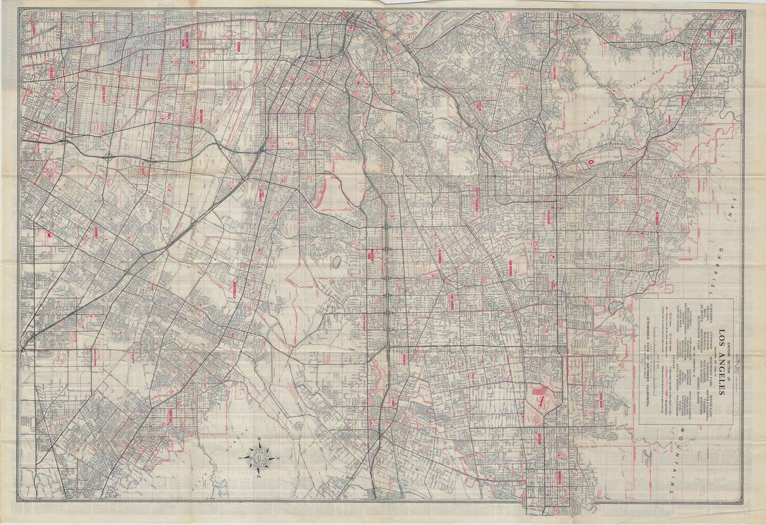 1957 ACSC Map of Los Angeles-eastern Section w/ Pasadena, Alhambra, etc