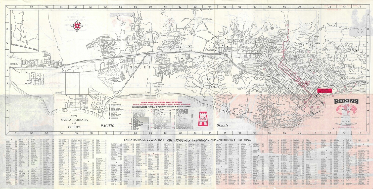 1965 Map of Santa Barbara and Goleta