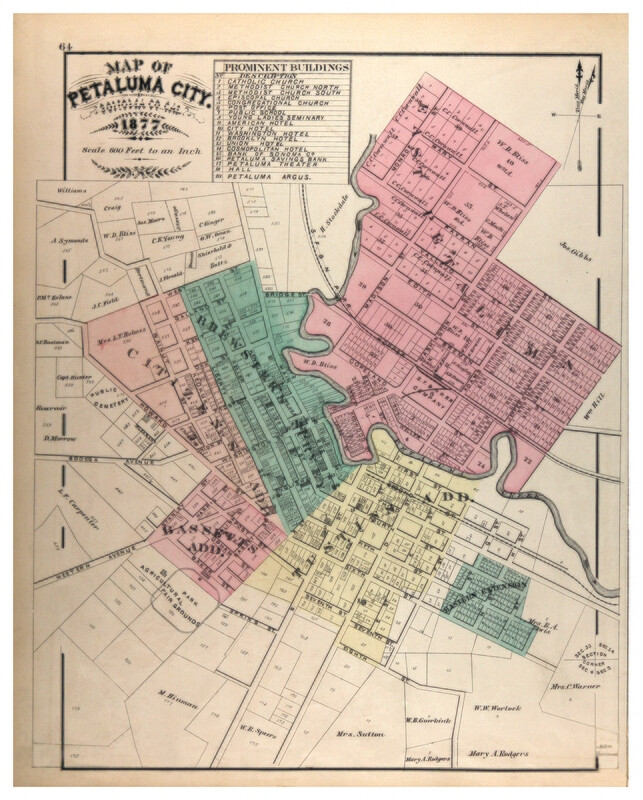 1877 Map of Petaluma City (reprint)