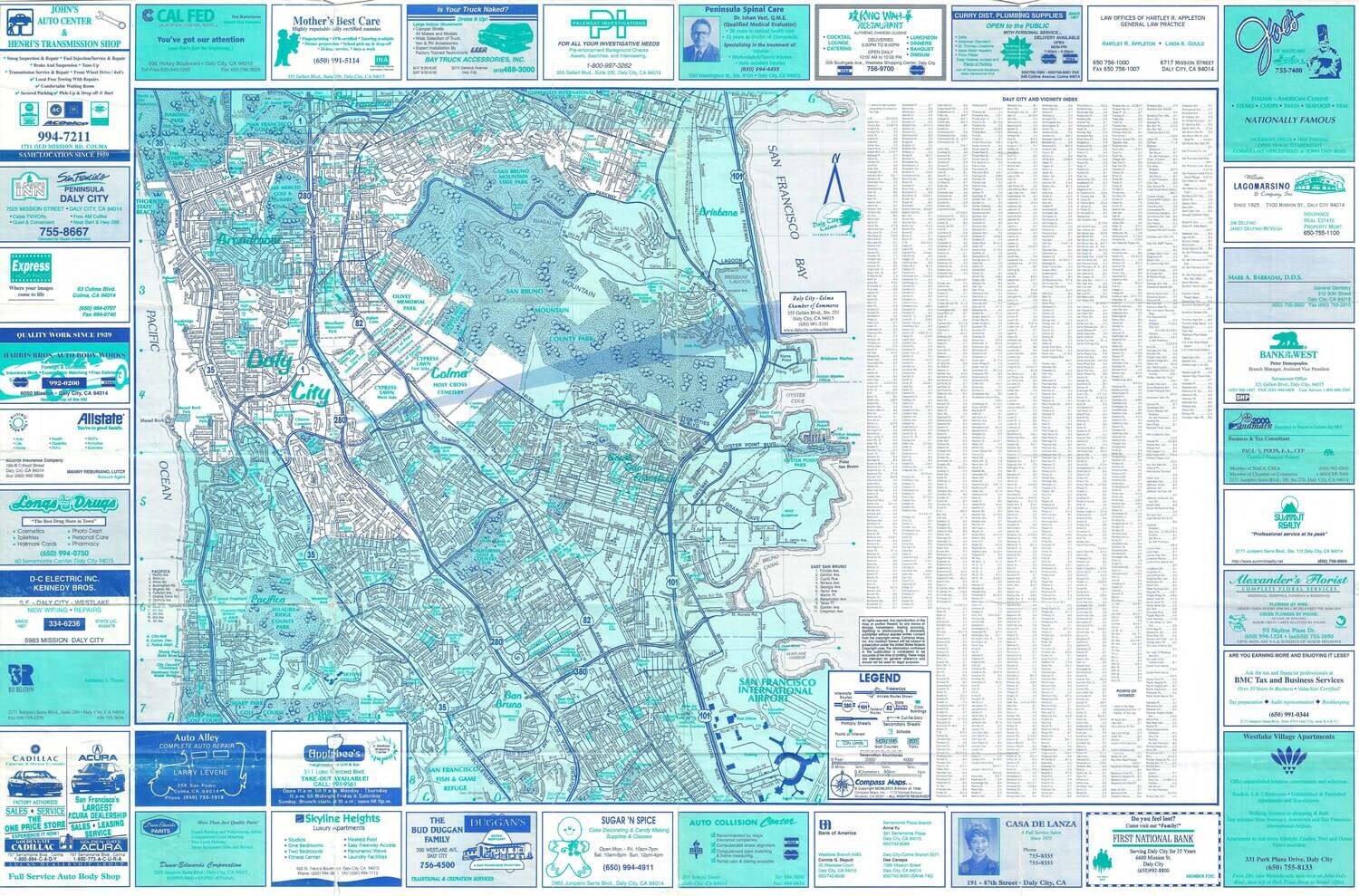 1970 Folding Map of Daly City in Offset Lithography