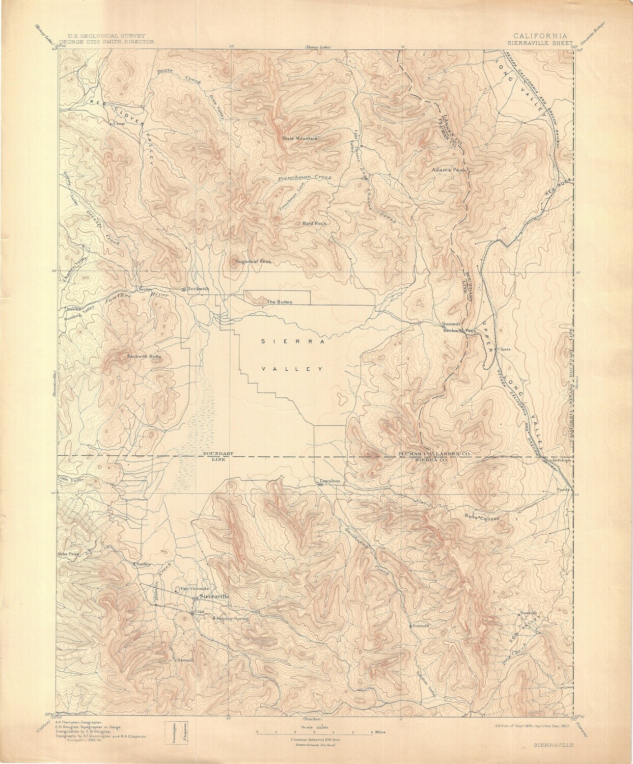 1907 (1894) USGS SierraVille Quad 15 Minute