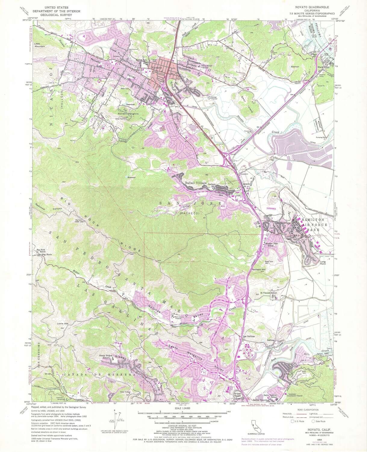 1968 (1954) USGS Novato 7.5 Minute Sheet